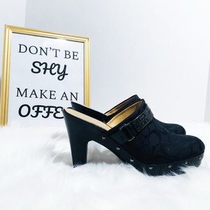 COACH | BLACK MONOGRAM MULES